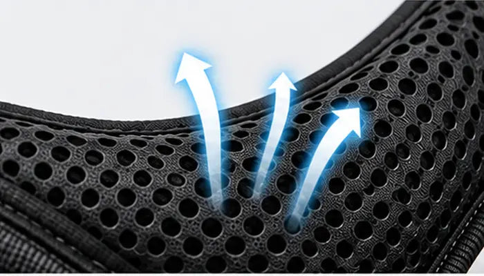 Close-up of soft foam padding inside a LuxryPaw dog harness.
