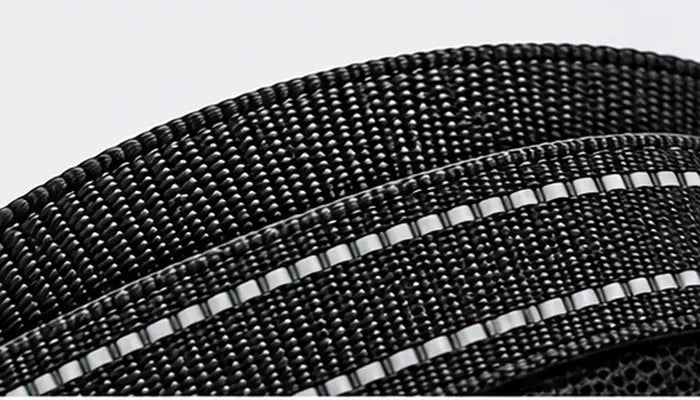 Enhanced evening safety with ultra-reflective straps on a LuxryPaw dog harness, ensuring your dog stands out in low-light conditions.