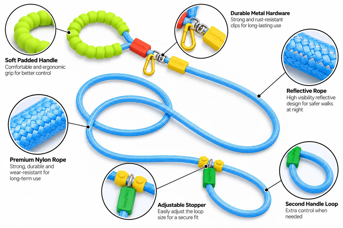 LuxryPaw Colorful Braided Rope Dog Leash