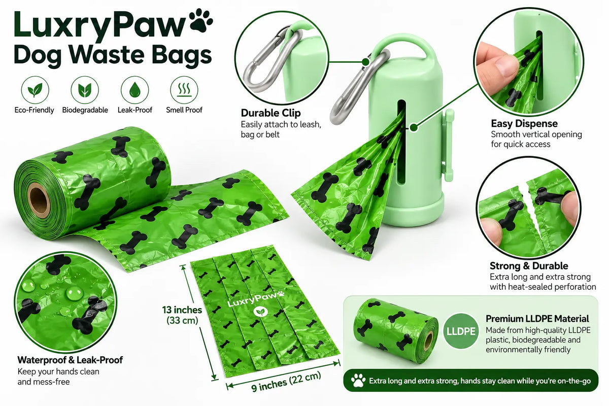 LuxryPaw Premium Pet Waste Bag Holder + 15 Bags