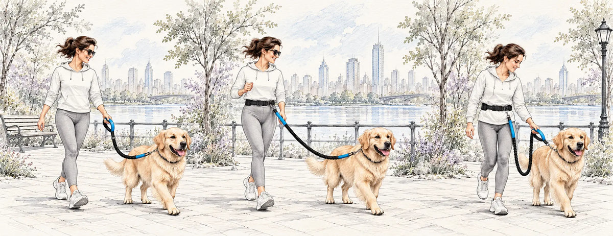 Multi way to wear the blue bungee leash, offered by Luxrypaw in high quality. 