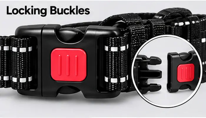 black solid buckle of harness, strong buckle which stay longer 
