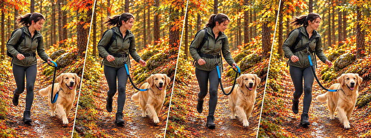 Dual-Handle hand free Bungee Dog Leash